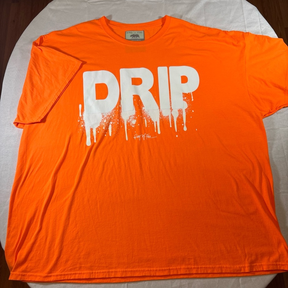 4 XL RING OF FIRE DRIP  T-SHIRT ORANGE